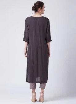 Chocolate Brown Georgette Kurta Straight Pant Set Work Wear 7 Chocolate Brown Georgette Kurta Straight Pant Set Work Wear -C Bazaar Shop chocolate brown georgette kurta straight pant set krsdvcsvts02 b