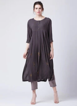 Chocolate Brown Georgette Kurta Straight Pant Set Work Wear 6 Chocolate Brown Georgette Kurta Straight Pant Set Work Wear -C Bazaar Shop chocolate brown georgette kurta straight pant set krsdvcsvts02 u