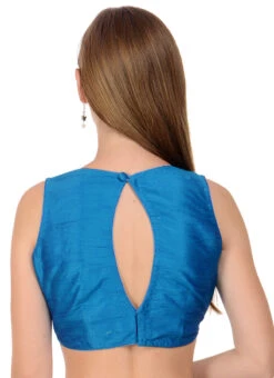 Cobalt Blue Art Dupion Silk Plain Blouse Festive Wear -C Bazaar Shop cobalt blue art dupion silk plain blouse bldiw1 b