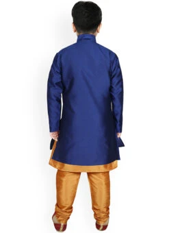 Cobalt Blue Dupion Silk Boys Kurta Pyjama Festive Wear -C Bazaar Shop cobalt blue dupion silk boys kurta pyjama kbddmf5850 b