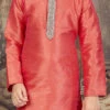 Coral Pink Kids Embroidered Kurta Pyjama