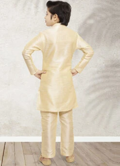 Cream Art Banarasi Silk Soild Plain Kurta Pyjama Party Wear -C Bazaar Shop cream art banarasi silk soild plain kurta pyjama kdbmsc225 b