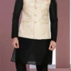 Cream Art Silk Jacquard Bandhgala Jacket