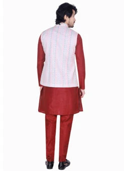 Light Pink Art Silk Jacquard Nehru Jacket -C Bazaar Shop cream art silk jacquard nehru jacket jkmdc2021 b