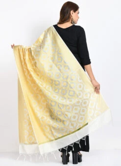 Cream Banarasi Silk Weaving Work Dupatta Work Wear -C Bazaar Shop cream banarasi silk weaving work dupatta dpdmimfd155 b