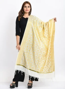 Cream Banarasi Silk Weaving Work Dupatta Work Wear -C Bazaar Shop cream banarasi silk weaving work dupatta dpdmimfd155 u