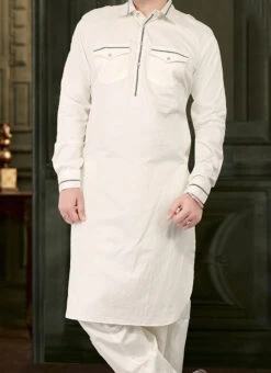 Cream Cotton Pathani Set Festive Wear