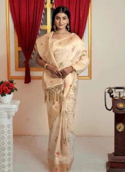 Cream Cotton Silk Weaving Work Saree Festive Wear 6 Cream Cotton Silk Weaving Work Saree Festive Wear -C Bazaar Shop cream cotton silk weaving work saree sasacu8158 u