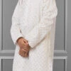 Cream Georgette Embroidered Boys Kurta Pyjama Party Wear