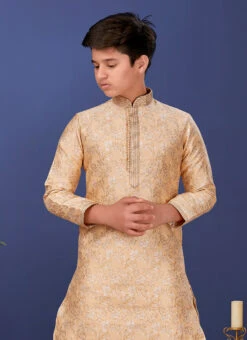 Cream Jacquard Silk Kurta Pyjama -C Bazaar Shop cream jacquard silk kurta pyjama kdbsrk510 b