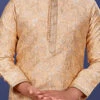 Cream Jacquard Silk Kurta Pyjama
