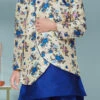 Cream Jacquard Silk Printed Work Indowestern Sherwani Party Wear