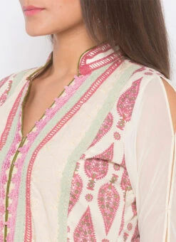 Cream N Pink Cotton Palazzo Set Party Wear