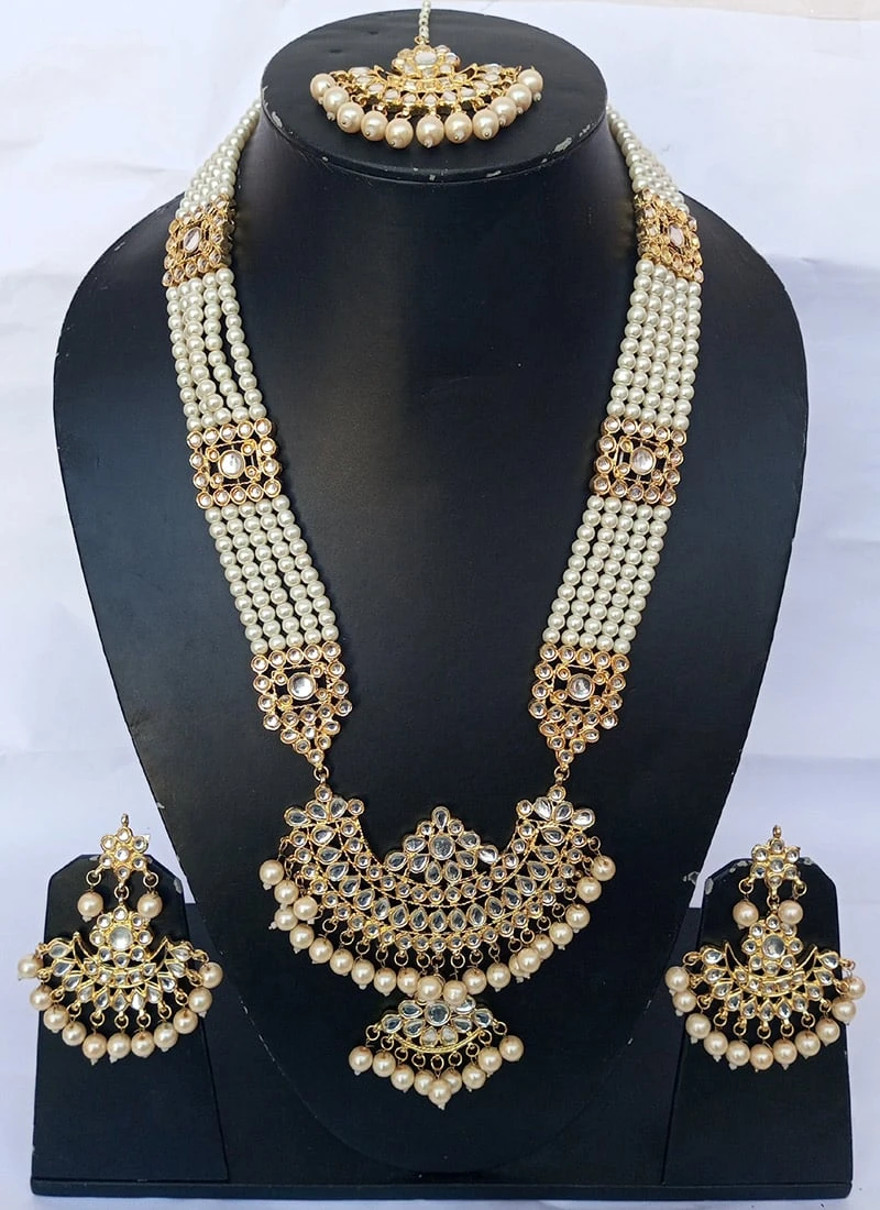 Cream Necklace Set Wedding Wear 2 Cream Necklace Set Wedding Wear - Image 2