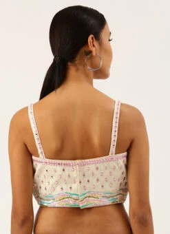 Cream Silk Embroidery Work Blouse Party Wear -C Bazaar Shop cream silk embroidery work blouse blspfb170cr b