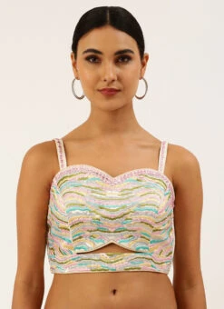 Cream Silk Embroidery Work Blouse Party Wear -C Bazaar Shop cream silk embroidery work blouse blspfb170cr u