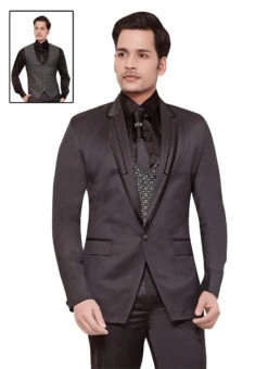 Dark Brown Cotton Rayon Lapel Suit -C Bazaar Shop dark brown cotton rayon lapel suit sumdc3412 b