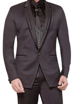 Dark Brown Cotton Rayon Lapel Suit