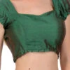 Dark Green Art Dupion Silk Plain Blouse Festive Wear