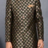 Dark Green Banarasi Brocade Classic Sherwani Wedding Wear