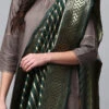 Dark Green Benarasi Silk Jacquard Woven Dupatta Festive Wear