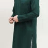 Dark Green Blended Cotton Kurta Pyjama Festive Wear