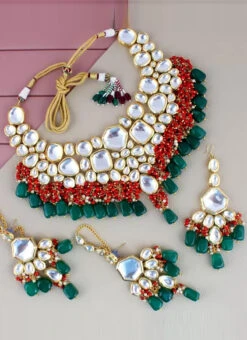 Dark Green Necklace Set Party Wear 5 Dark Green Necklace Set Party Wear -C Bazaar Shop dark green necklace set jysmni1078 b