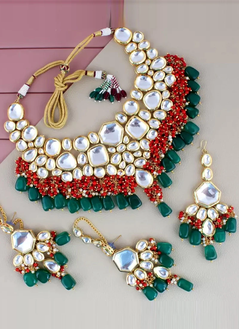 Dark Green Necklace Set Party Wear 2 Dark Green Necklace Set Party Wear - Image 2