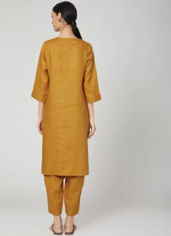 Dark Mustard Rayon Slub Kurta Straight Pant Set Work Wear 7 Dark Mustard Rayon Slub Kurta Straight Pant Set Work Wear -C Bazaar Shop dark mustard rayon slub kurta straight pant set krsdvcsvts16 b