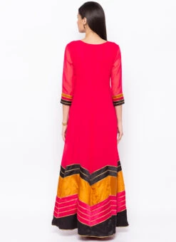 Dark Pink Georgette Embroidered Kurta Churidar Set After Six Wear -C Bazaar Shop dark pink georgette embroidered kurta churidar set krsmnc1898ks b