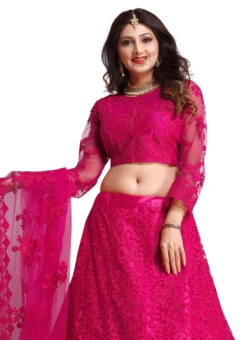 Dark Pink Net Embroidered N Stones Umbrella Lehenga Party Wear -C Bazaar Shop dark pink net embroidered n stones umbrella lehenga ghswe0038pink b