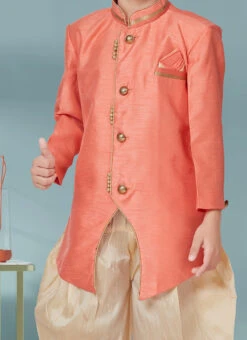 Dark Pink Silk Indowestern Sherwani Party Wear