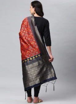 Dark Red Benarasi Silk Jacquard Woven Dupatta Festive Wear -C Bazaar Shop dark red benarasi silk jacquard woven dupatta dpsli1405113r b