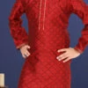 Dark Red Blackberry Silk Jacquard Boys Kurta Pyjama