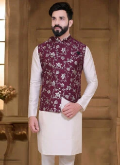 Deep Wine Velvet Nehru Jacket -C Bazaar Shop deep wine velvet nehru jacket jkmdc551 b