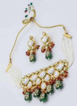 Designer Dark Green Beads Choker Set Party Wear 5 Designer Dark Green Beads Choker Set Party Wear -C Bazaar Shop designer dark green beads choker set jynsmni1037 b