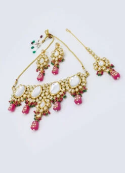 Designer Dark Pink Beads Choker Set Party Wear -C Bazaar Shop designer dark pink beads choker set jynsmni1044 b