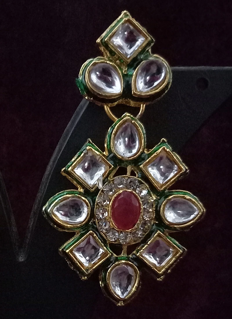 Designer Gajari Pink Long Necklace Set Party Wear 1 Designer Gajari Pink Long Necklace Set Party Wear