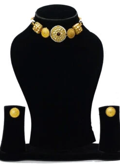 Designer Gold Plated Choker Set Party Wear 5 Designer Gold Plated Choker Set Party Wear -C Bazaar Shop designer gold plated choker set jyddrj10136h b