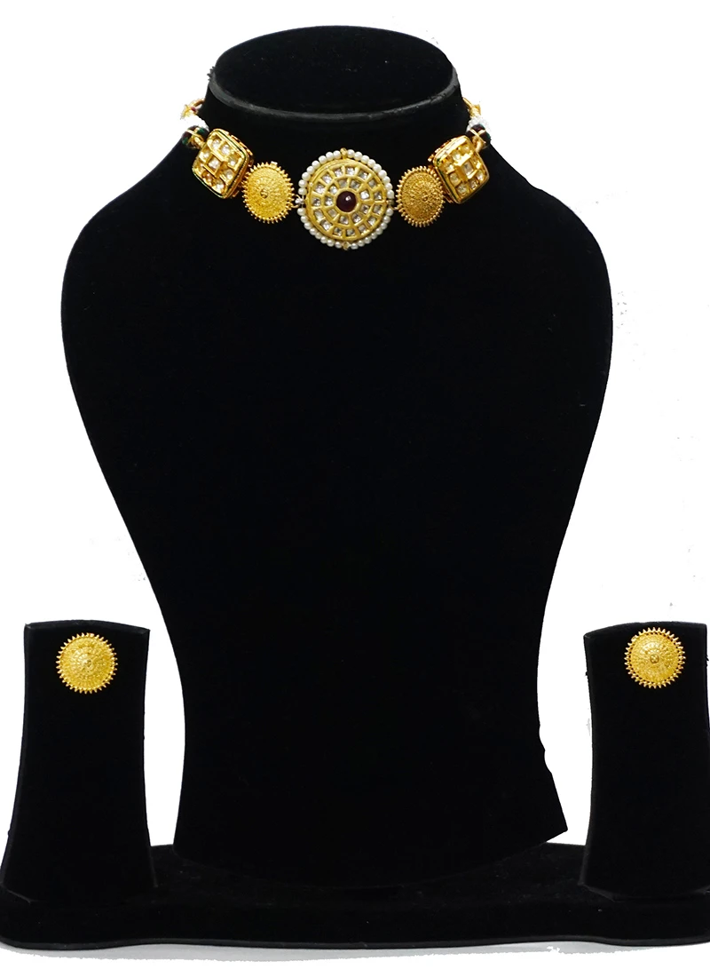 Designer Gold Plated Choker Set Party Wear 3 Designer Gold Plated Choker Set Party Wear - Image 3