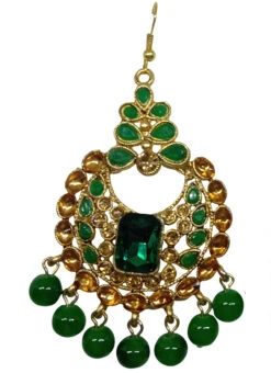 Designer Green Dangler Hook Earrings Festive Wear