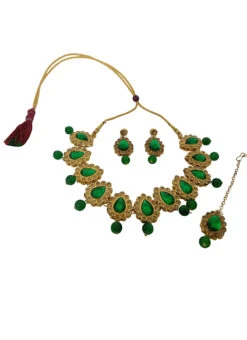 Designer Green Necklace Set Party Wear -C Bazaar Shop designer green necklace set jynmvd11104 b