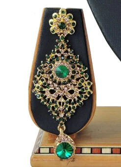 Designer Green Stones Sweetheart Necklace Set Party Wear