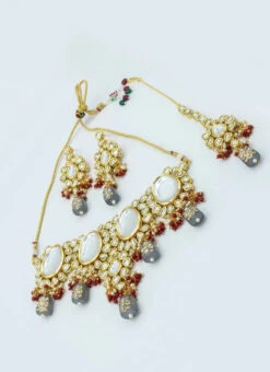 Designer Grey Beads Choker Set Party Wear -C Bazaar Shop designer grey beads choker set jynsmni1042 b