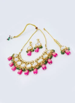 Designer Hot Pink Beads Choker Set Party Wear -C Bazaar Shop designer hot pink beads choker set jynsmni1050 b
