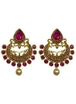 Designer Magenta Dangler Earrings Festive Wear -C Bazaar Shop designer magenta dangler earrings ermvf10940 b