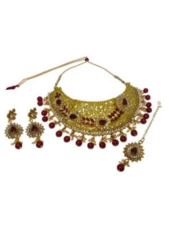 Designer Maroon Necklace Set Party Wear 5 Designer Maroon Necklace Set Party Wear -C Bazaar Shop designer maroon necklace set jynmvd11092 b