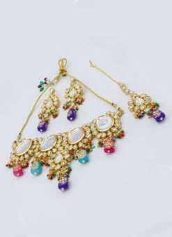 Designer Multicolored Beads Choker Set Party Wear -C Bazaar Shop designer multicolored beads choker set jynsmni1043 b