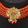 Designer Orange Beads Choker Set Party Wear
