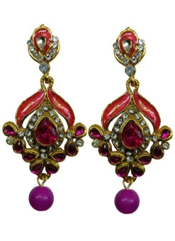 Designer Pink Danglers Earrings Festive Wear -C Bazaar Shop designer pink danglers earrings ermvf11168 b